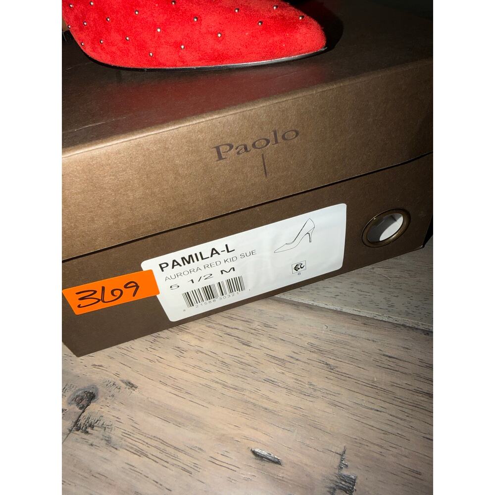 New linea Paola pamila aurora red kid suede heels sz 5 1/2 - Picture 5 of 6